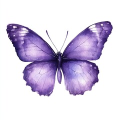 A purple butterfly symbol, lupus awareness, watercolor style, purple, isolated on white background