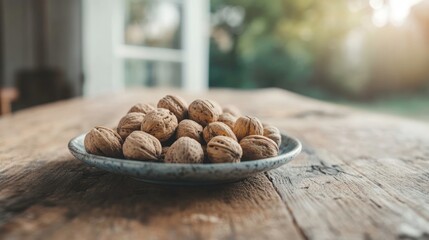 Wall Mural - Walnuts on a Wooden Table