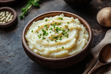 Wall Mural - Mashed Potato in the plate. National Mashed Potato Day