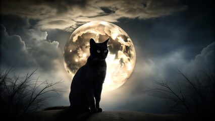 Wall Mural - * gothic cat silhouette dark mood