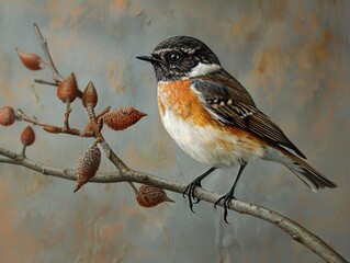 Poster - Stunning Close-Up of a Small Bird Perched on a Branch