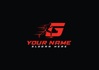 Wall Mural - logo vector of run athlete with letter G.