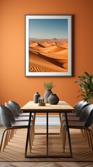 Poster - one large framed photograph on a wall, large space  