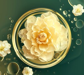 Wall Mural - there is a flower in a bowl of water with bubbles