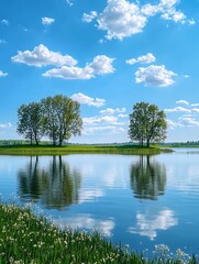 Wall Mural - there are three trees that are standing in the water