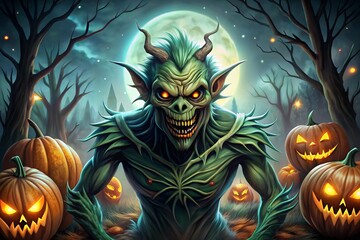 halloween monster creature illustration design concept