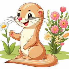 Wall Mural - Cute Weasel Vector Cartoon illustration