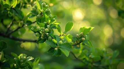 Wall Mural - Spring Branch with Green Buds