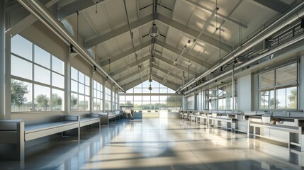 Poster - Modern Industrial Building With Large Windows and A View