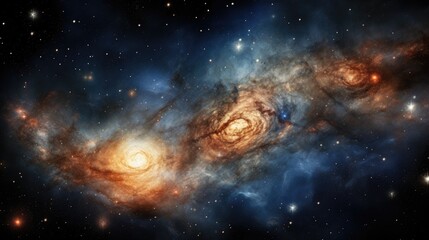 Wall Mural - A stunning cosmic landscape of swirling galaxies and nebulae, bathed in the glow of distant stars.