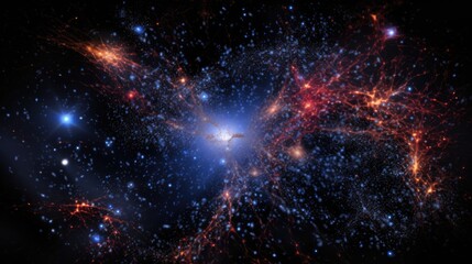 Wall Mural - a mesmerizing cosmic dance of light and color, with swirling nebulae and distant stars illuminating 