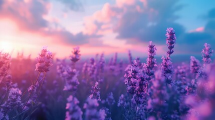 Poster - lavender field sunset