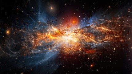 Wall Mural - a cosmic explosion of light and color fills the vast expanse of space.