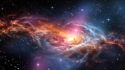 Wall Mural - A breathtaking view of a nebula in space, with swirling clouds of gas and dust illuminated by the light of distant stars.