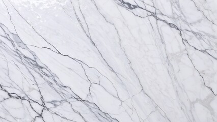 A close-up view of elegant white marble with gray veining, showcasing its natural beauty and texture.