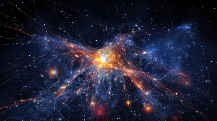 Wall Mural - a mesmerizing abstract background with a glowing, star-like center surrounded by a network of glowin