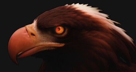 Eagle eye close-up portrait made of hexagonal polygons. honeycomb pattern. Vector illustration.