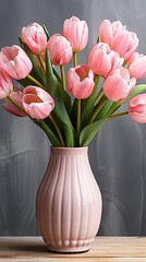 Poster - pink tulips in a vase  