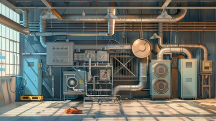 Poster - Industrial Interior with Piping