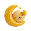 © DZMITRY - The moon sleeps at bedtime in 3D. This is an illustration for icons and symbols.