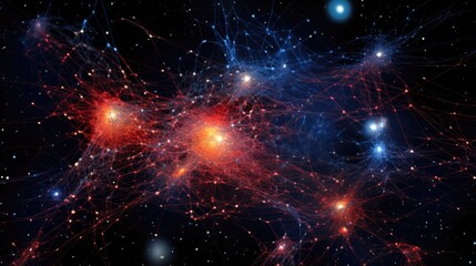 Wall Mural - A mesmerizing abstract background with a complex web of glowing lines and dots, evoking a sense of cosmic energy and interconnectedness.