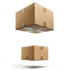 Brown Cardboard Box Package Delivery Isolated White Background