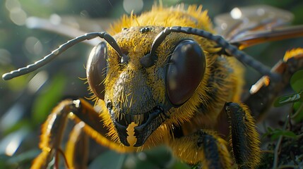 Poster - Close-Up Macro Photography of a Bee's Face