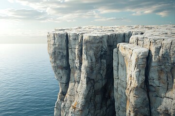 Wall Mural - there is a man standing on a cliff overlooking the ocean