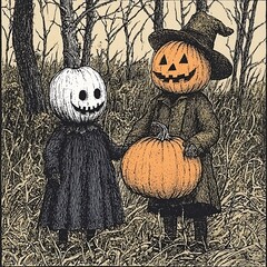 Wall Mural - there are two pumpkins that are standing next to each other