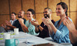 © ThurstanJam/peopleimages.com - Office, applause and happy business people in meeting for teamwork, collaboration and celebration. Corporate, diversity and men and women clapping hands for support, achievement and company success