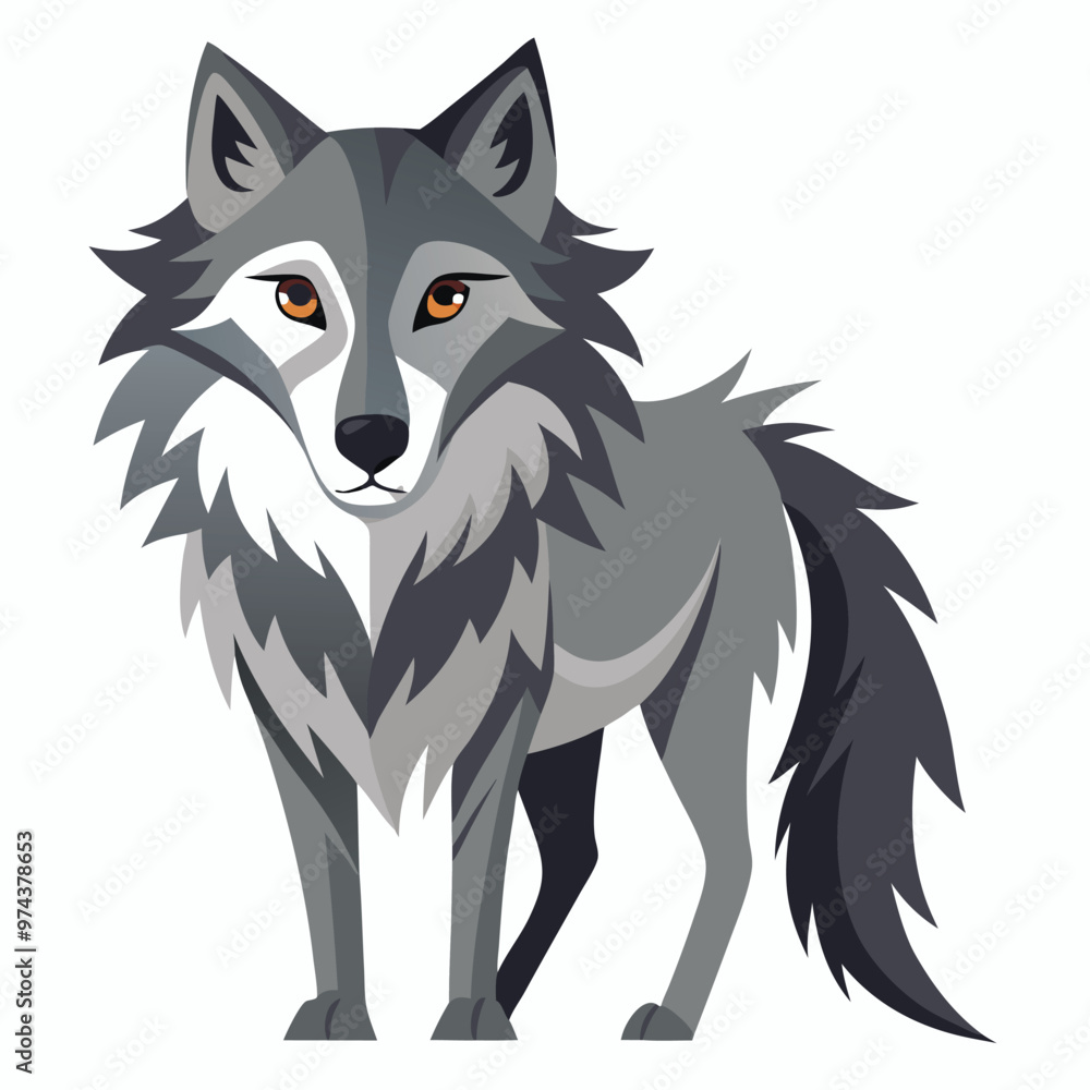 Print Handsome Wolf Clipart Vector Illustration in Detailed Style for ...
