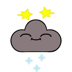 Wall Mural - cute cartoon of a happy snow cloud