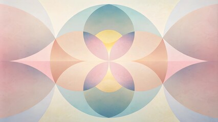 Wall Mural - Abstract pastel geometric design featuring overlapping circles and soft colors creating a harmonious pattern