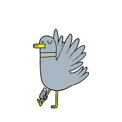 Poster - cartoon flapping wood pigeon