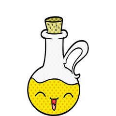 Sticker - cartoon happy bottle of olive oil