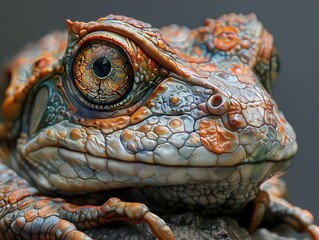 Wall Mural - Close-Up Portrait of a Frog with Detailed Skin Texture