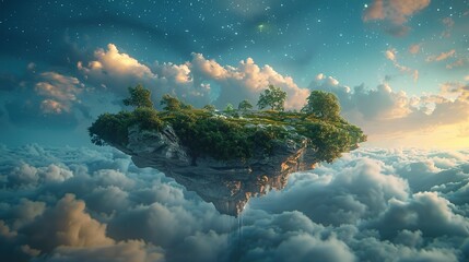 Poster - Floating Island in the Clouds