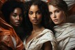 © lolya1988 - Diverse group of women. Black African American, Latin American and White caucasian girl models fashion portrait. The concept of beauty of different nationalities