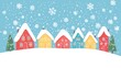 © Mads - A simple vector illustration of an animated Christmas winter town with houses, snowflakes falling from the sky, and a snowy landscape