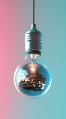 Wall Mural - Light bulb with disco ball interior, modern lighting design