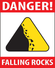 Falling rocks warning sign notice.eps