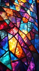 Wall Mural - Colorful stained glass with intricate designs, vibrant art concept