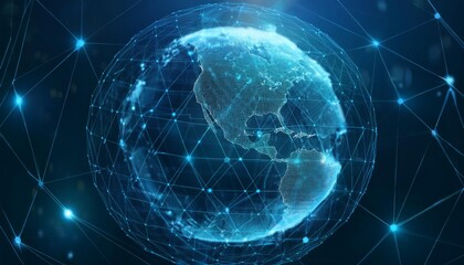 Abstract digital globe with global network connections
