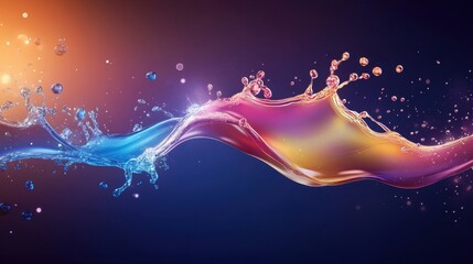 Wall Mural - Holographic liquid splash, metallic glow, neon colors