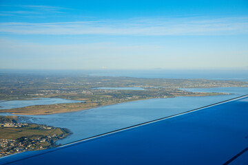 Dublin, Ireland - aerial view of the city from an airplane