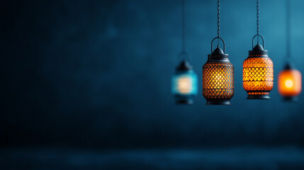 Traditional Islamic Festival Lanterns Hanging in a Market