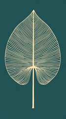 Sticker - Abstract Leaf Illustration on Teal Background.