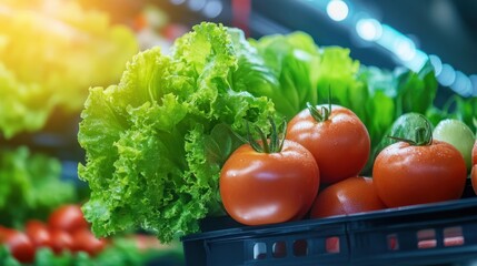 Wall Mural - Vertical farm filled with organic produce, high-tech sustainable agriculture system