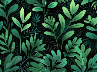 Canvas Print - Vibrant Green Foliage Pattern