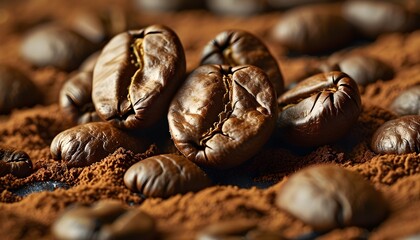 Wall Mural - Intricate Close-Up of Coffee Bean Revealing Unique Texture and Fine Details